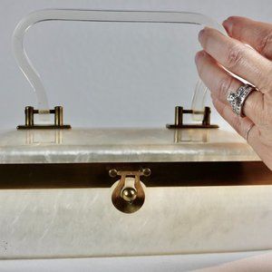 Vintage Dorset-Rex Fifth Avenue Pearl Lucite and Brass Handbag Purse - 1950's